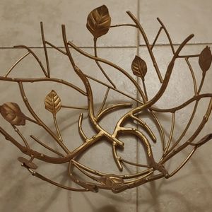 Goldtone branch and leaf  metal bowl